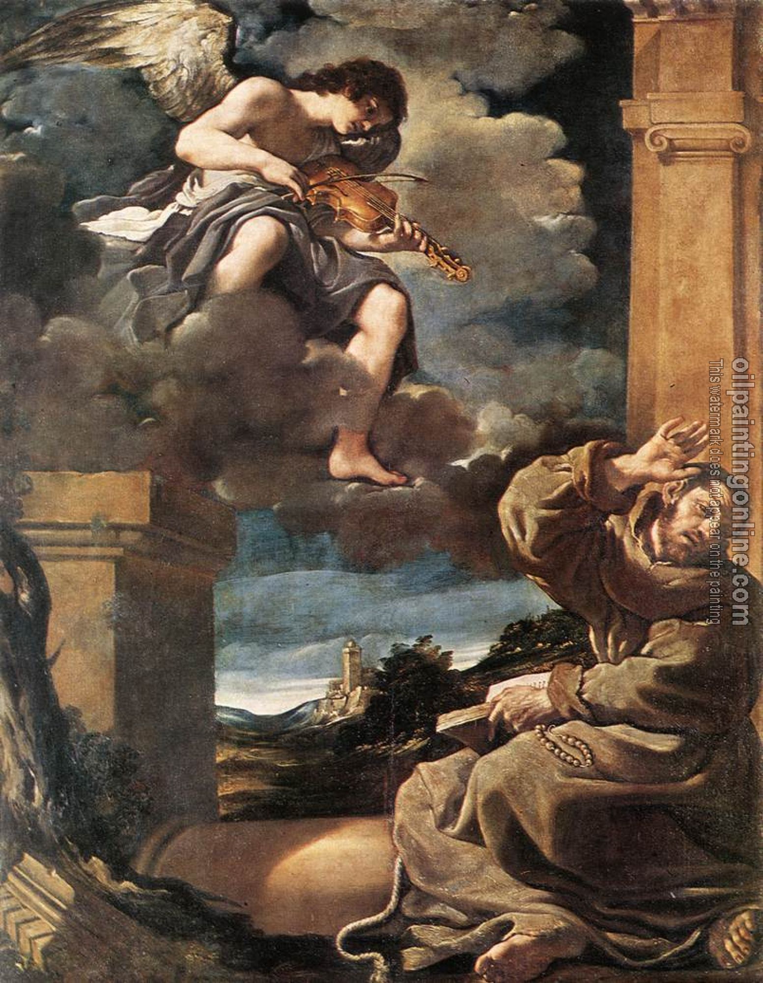 Guercino - St Francis with an Angel Playing Violin